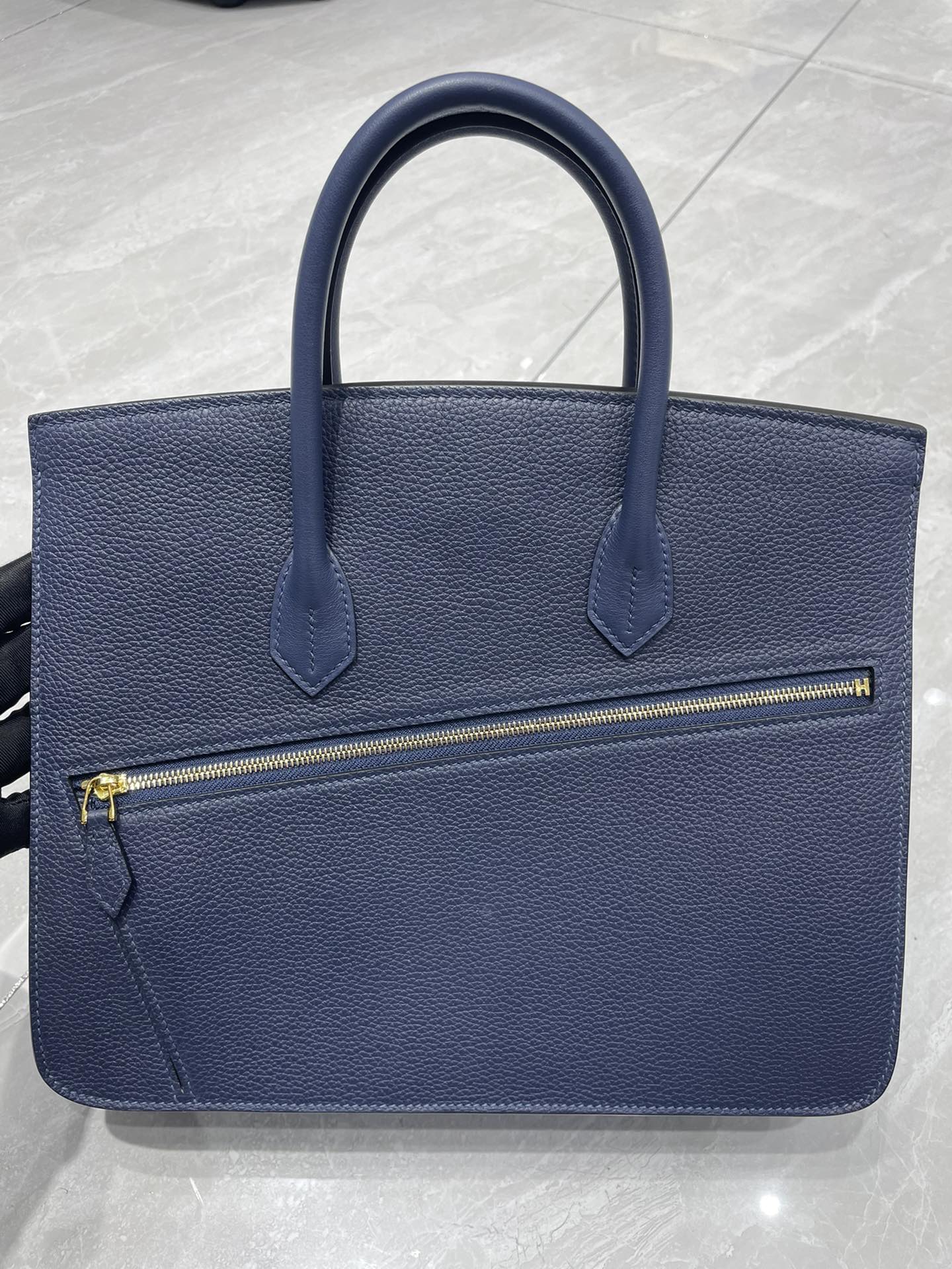 Hermes Birkin 30CM Swift and Togo Leather Handbag Dark Blue 